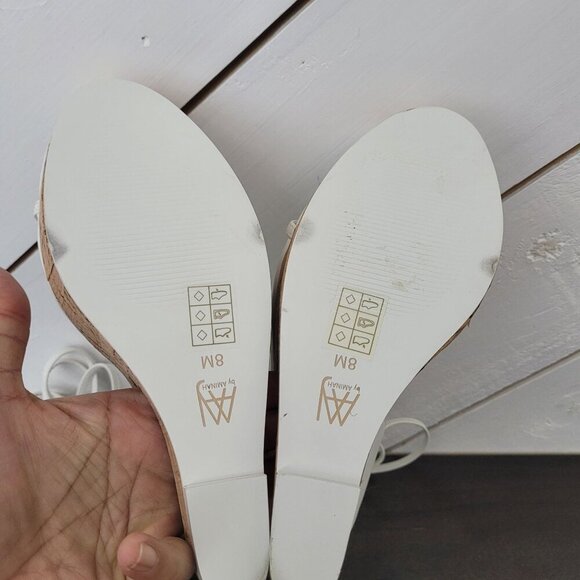 NEW AAJ By Aminah Nina Lace-Up Architectural Wedge White 8M Sandals - Picture 9 of 10